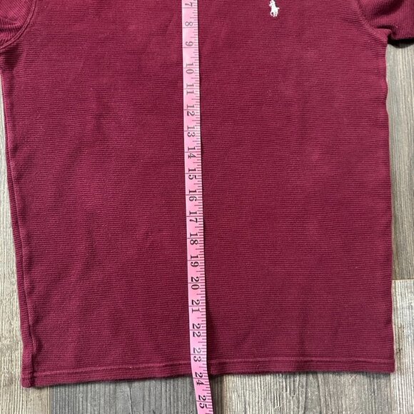 Polo Ralph Lauren Men Waffle Knit Thermal Shirt Medium Maroon Long Sleeve Cotton - Picture 7 of 7